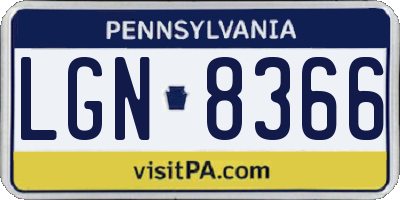 PA license plate LGN8366