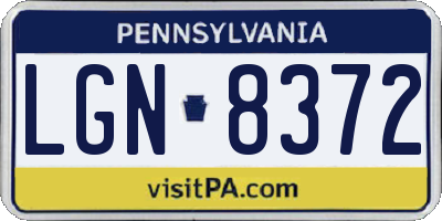 PA license plate LGN8372