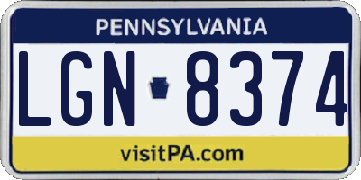 PA license plate LGN8374