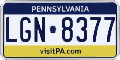 PA license plate LGN8377