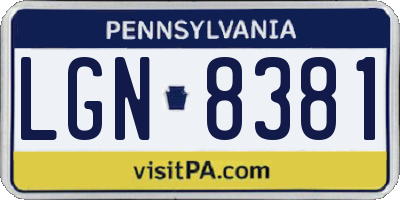 PA license plate LGN8381