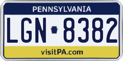 PA license plate LGN8382