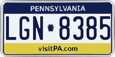 PA license plate LGN8385