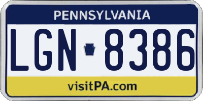 PA license plate LGN8386