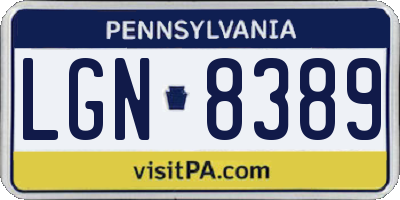PA license plate LGN8389