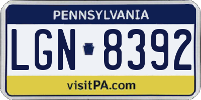 PA license plate LGN8392