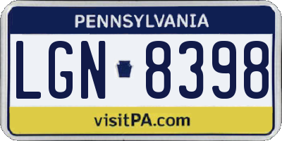 PA license plate LGN8398