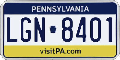 PA license plate LGN8401