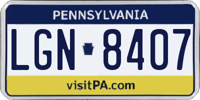PA license plate LGN8407