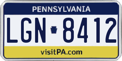 PA license plate LGN8412