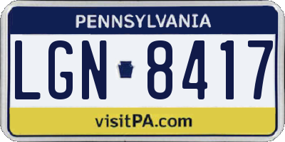 PA license plate LGN8417