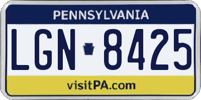 PA license plate LGN8425