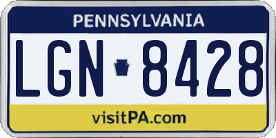 PA license plate LGN8428