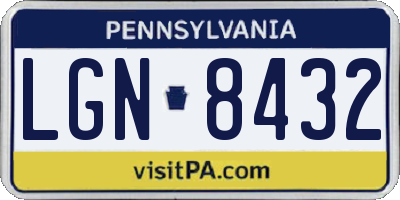 PA license plate LGN8432