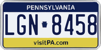 PA license plate LGN8458