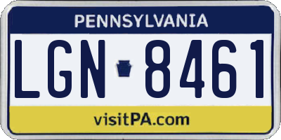 PA license plate LGN8461