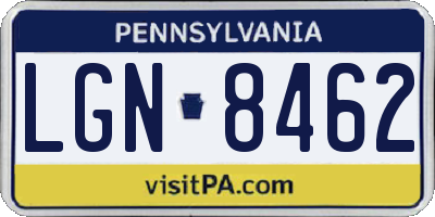PA license plate LGN8462