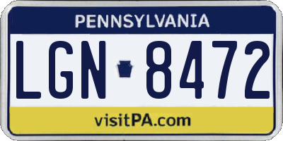 PA license plate LGN8472