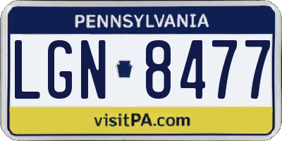 PA license plate LGN8477