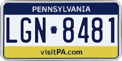 PA license plate LGN8481