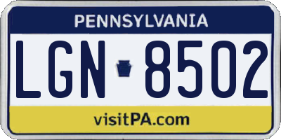 PA license plate LGN8502