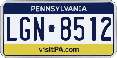 PA license plate LGN8512