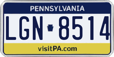 PA license plate LGN8514