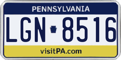 PA license plate LGN8516