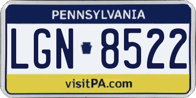 PA license plate LGN8522