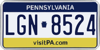 PA license plate LGN8524