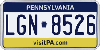 PA license plate LGN8526