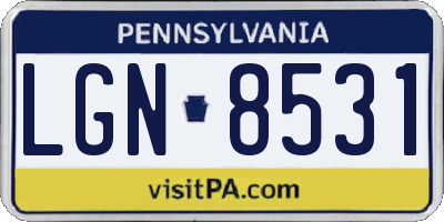 PA license plate LGN8531