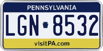 PA license plate LGN8532