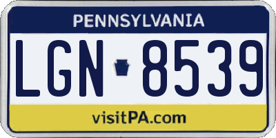 PA license plate LGN8539