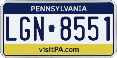 PA license plate LGN8551