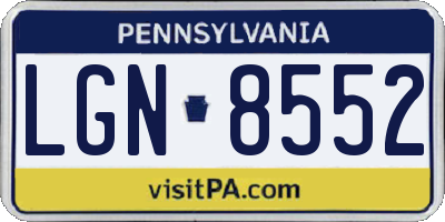 PA license plate LGN8552
