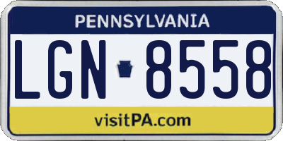 PA license plate LGN8558