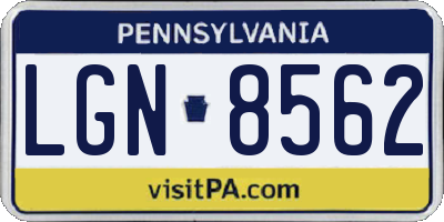 PA license plate LGN8562