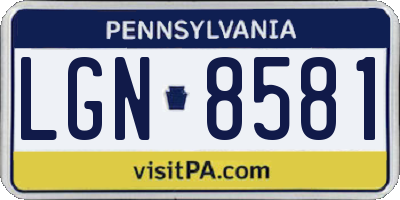 PA license plate LGN8581