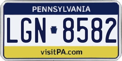 PA license plate LGN8582