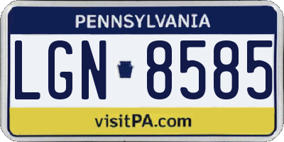 PA license plate LGN8585