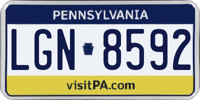 PA license plate LGN8592