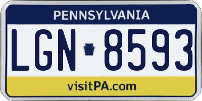 PA license plate LGN8593