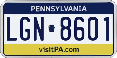 PA license plate LGN8601