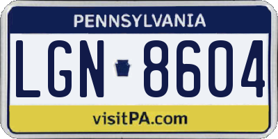 PA license plate LGN8604