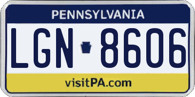 PA license plate LGN8606