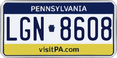 PA license plate LGN8608