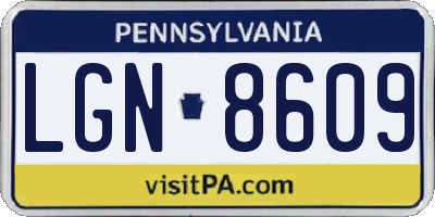 PA license plate LGN8609