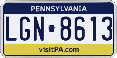 PA license plate LGN8613