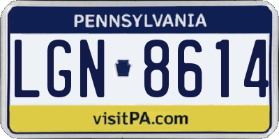 PA license plate LGN8614